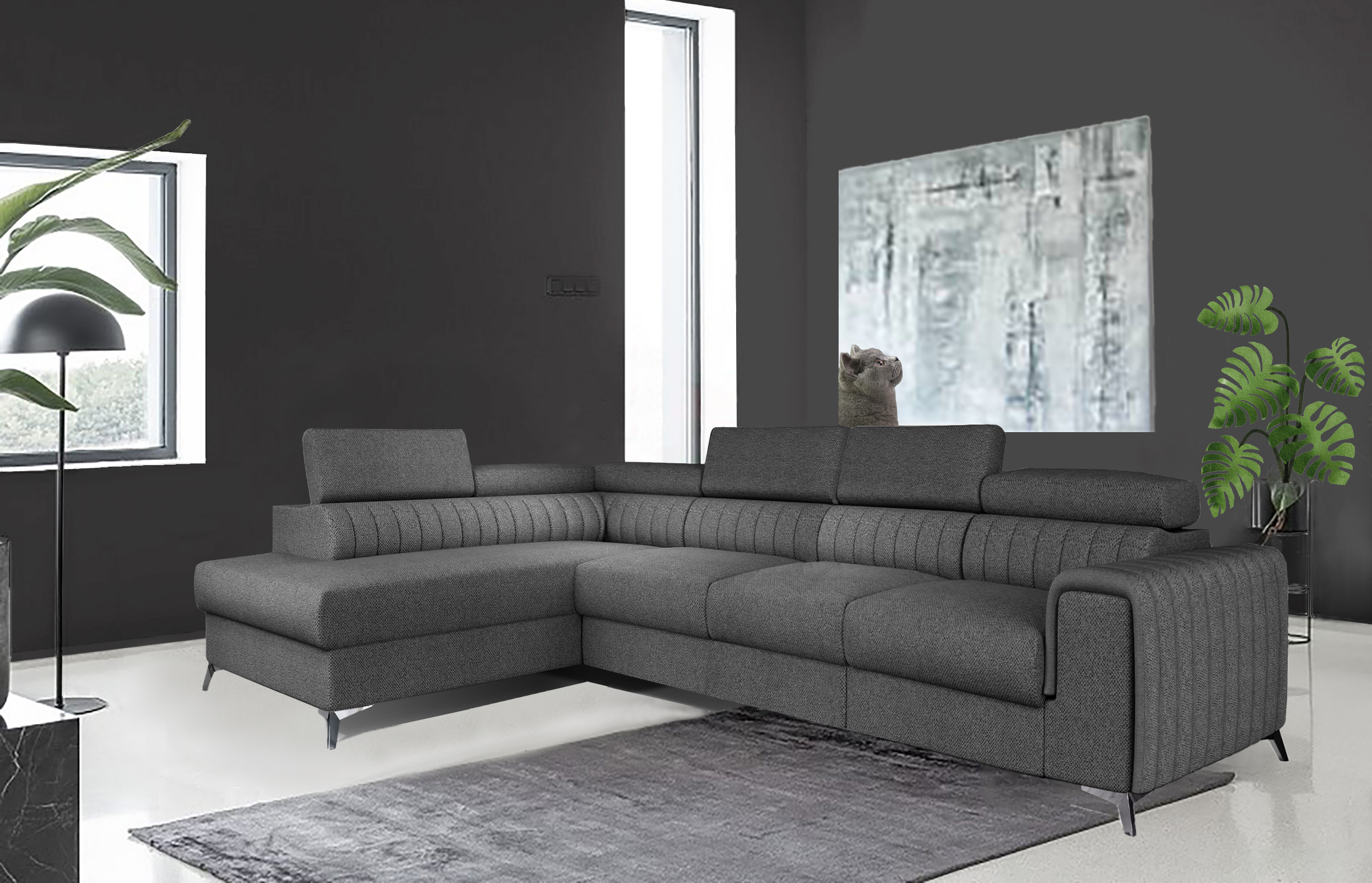 Leicester Long Corner Sofa bed with Storage i96