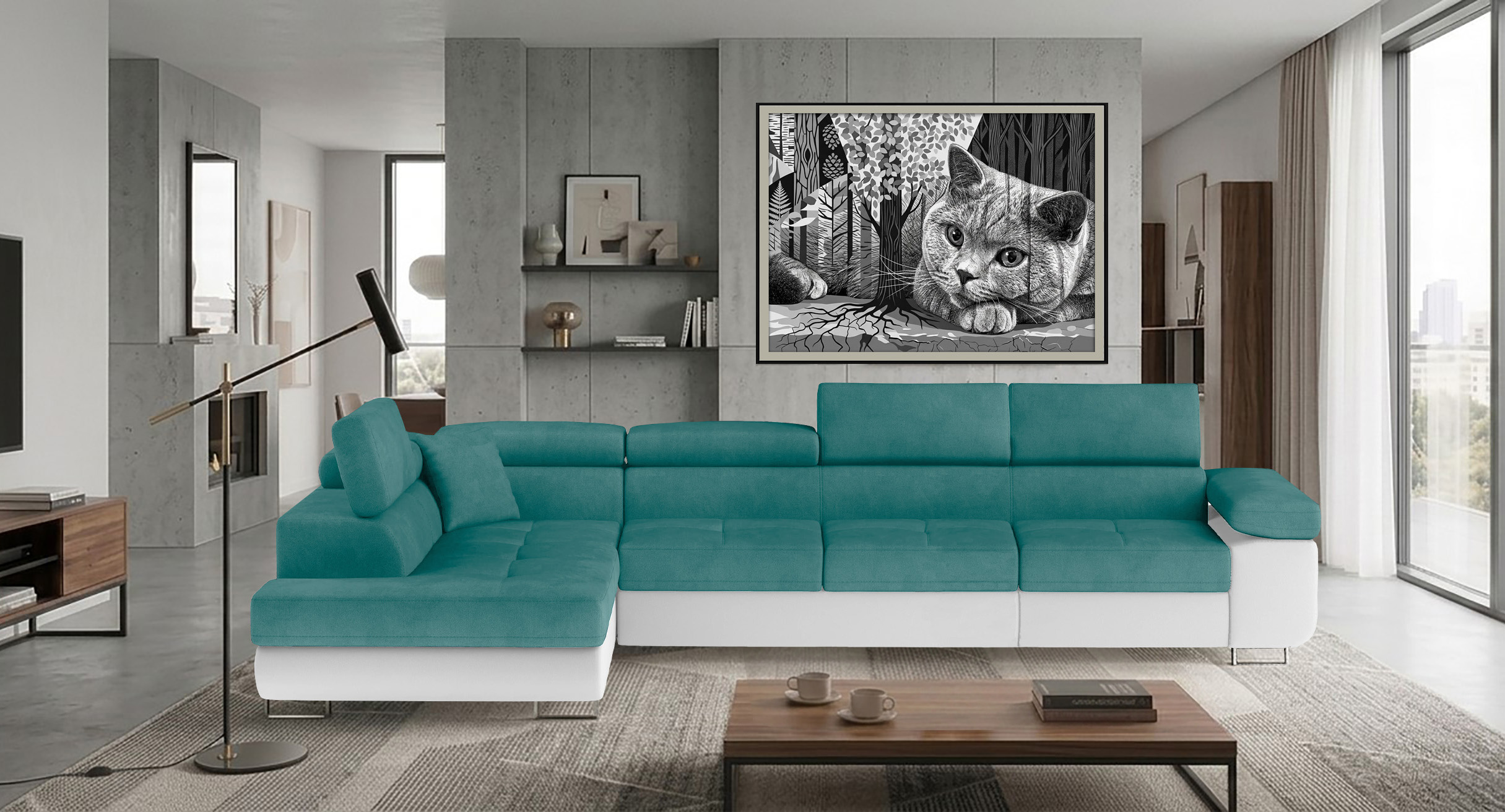 Glasgow Long Corner Sofa Bed with Storage O83/S17