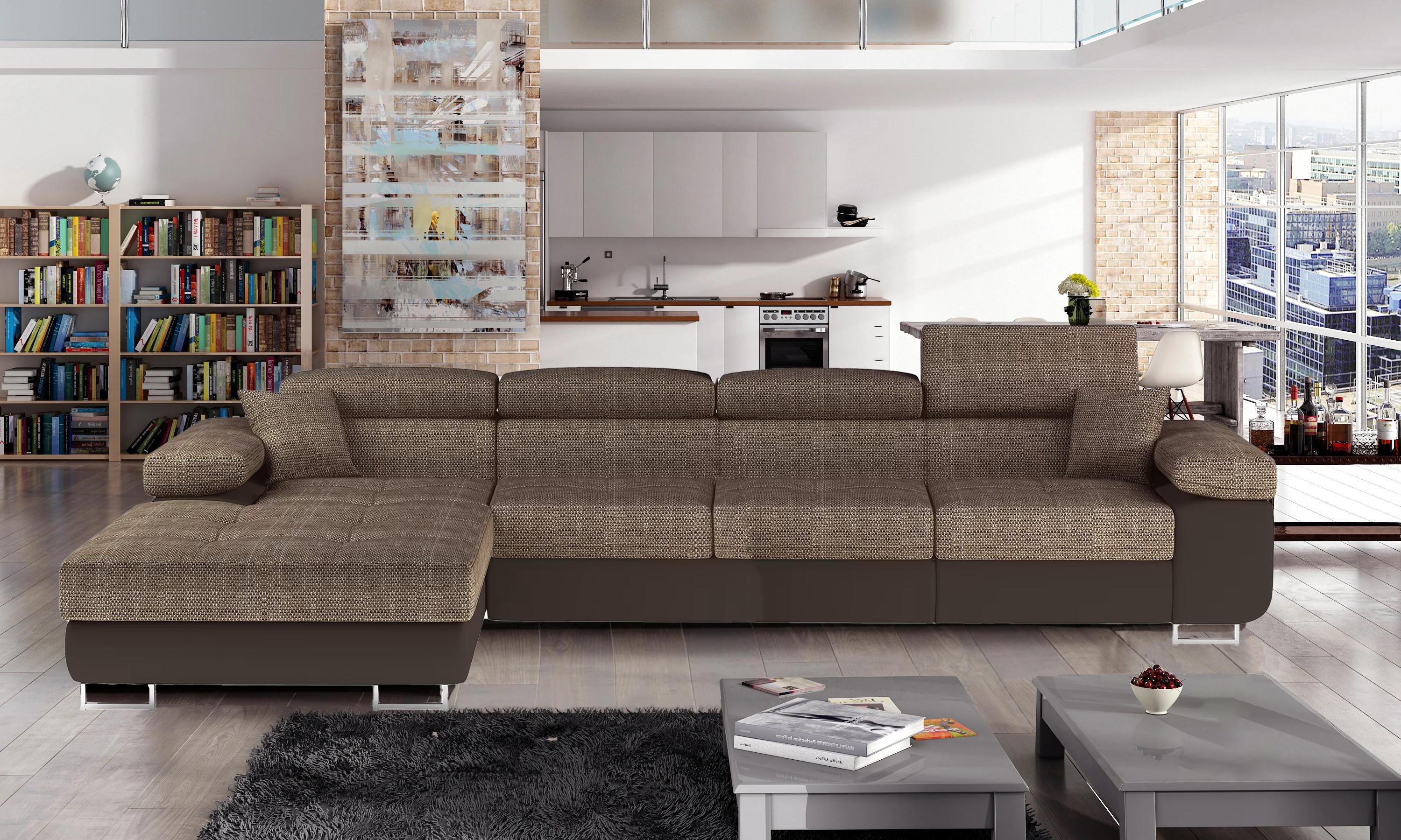 Edinburgh Long Corner Sofa Bed with Storage B03/S66