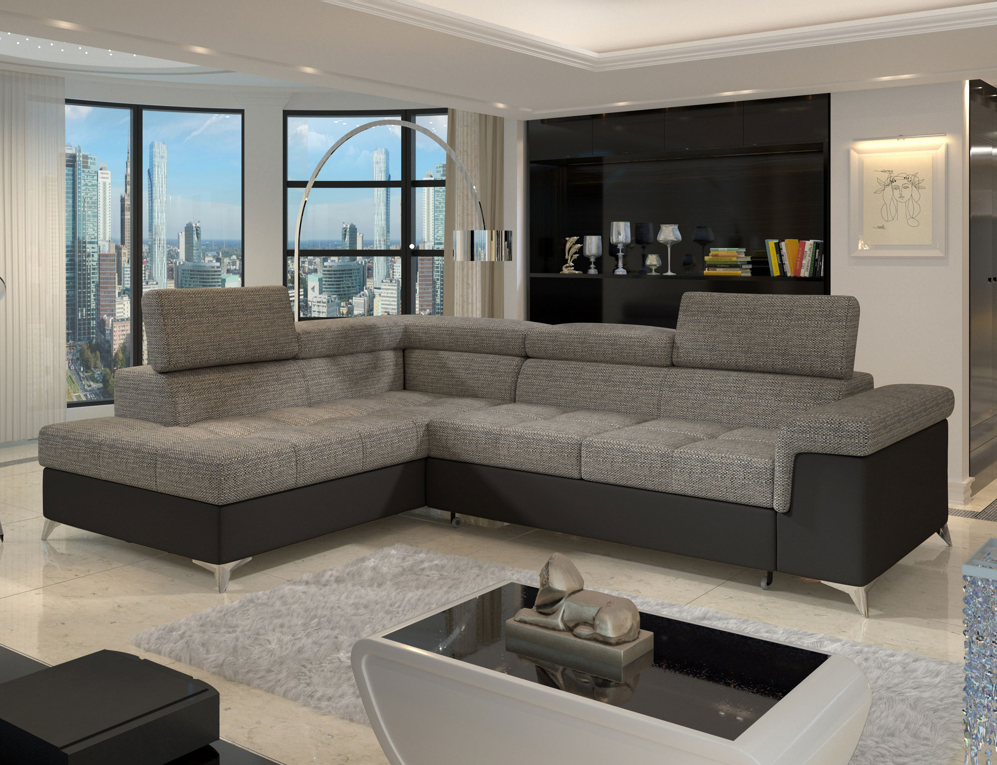 DreamScape Corner Sofa Bed with Storage B01/S11