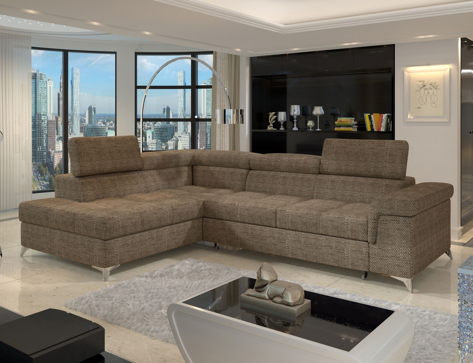 DreamScape Corner Sofa Bed with Storage B03