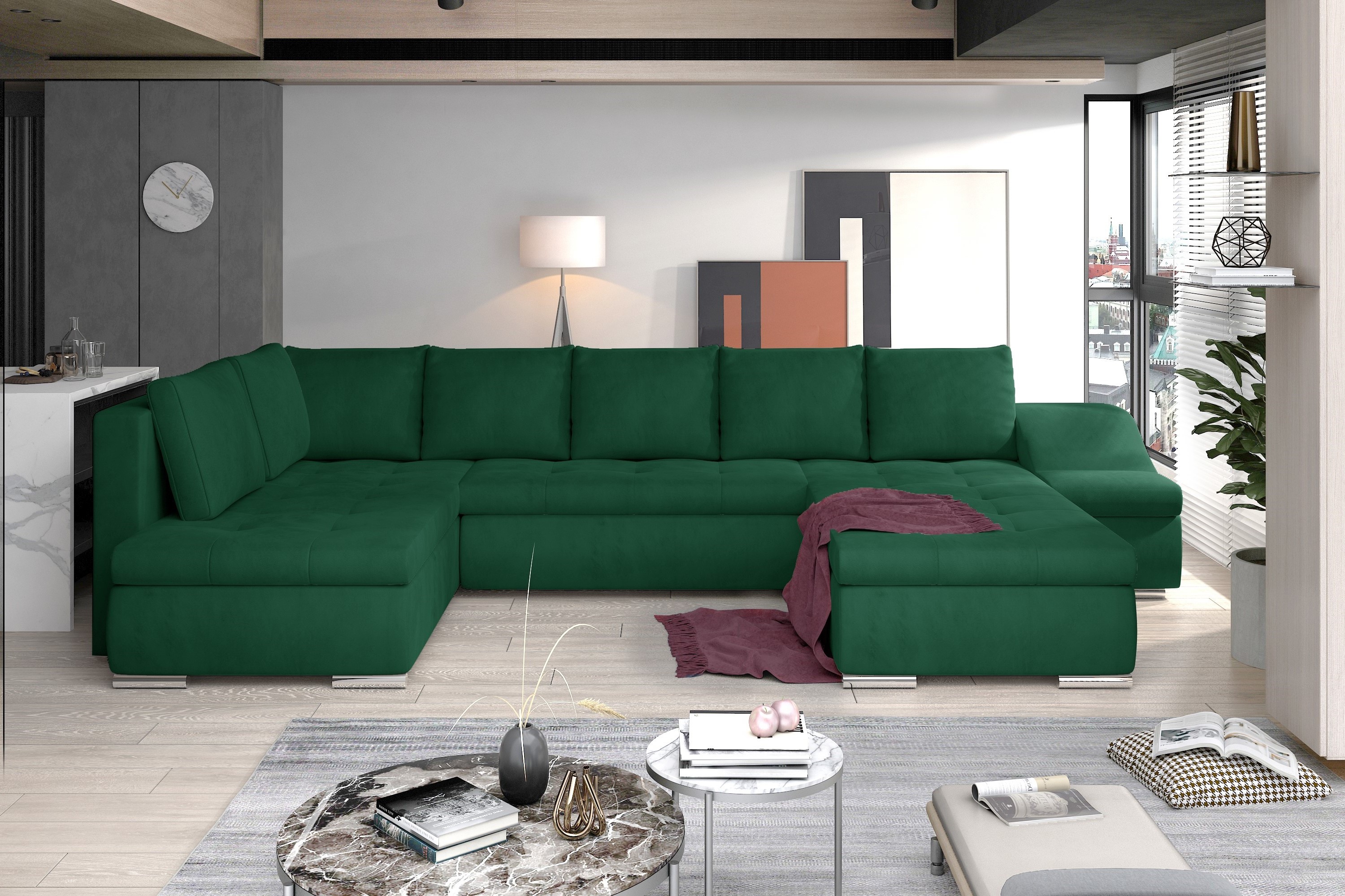 Manchester U Shaped Sofa Bed with Storage M37