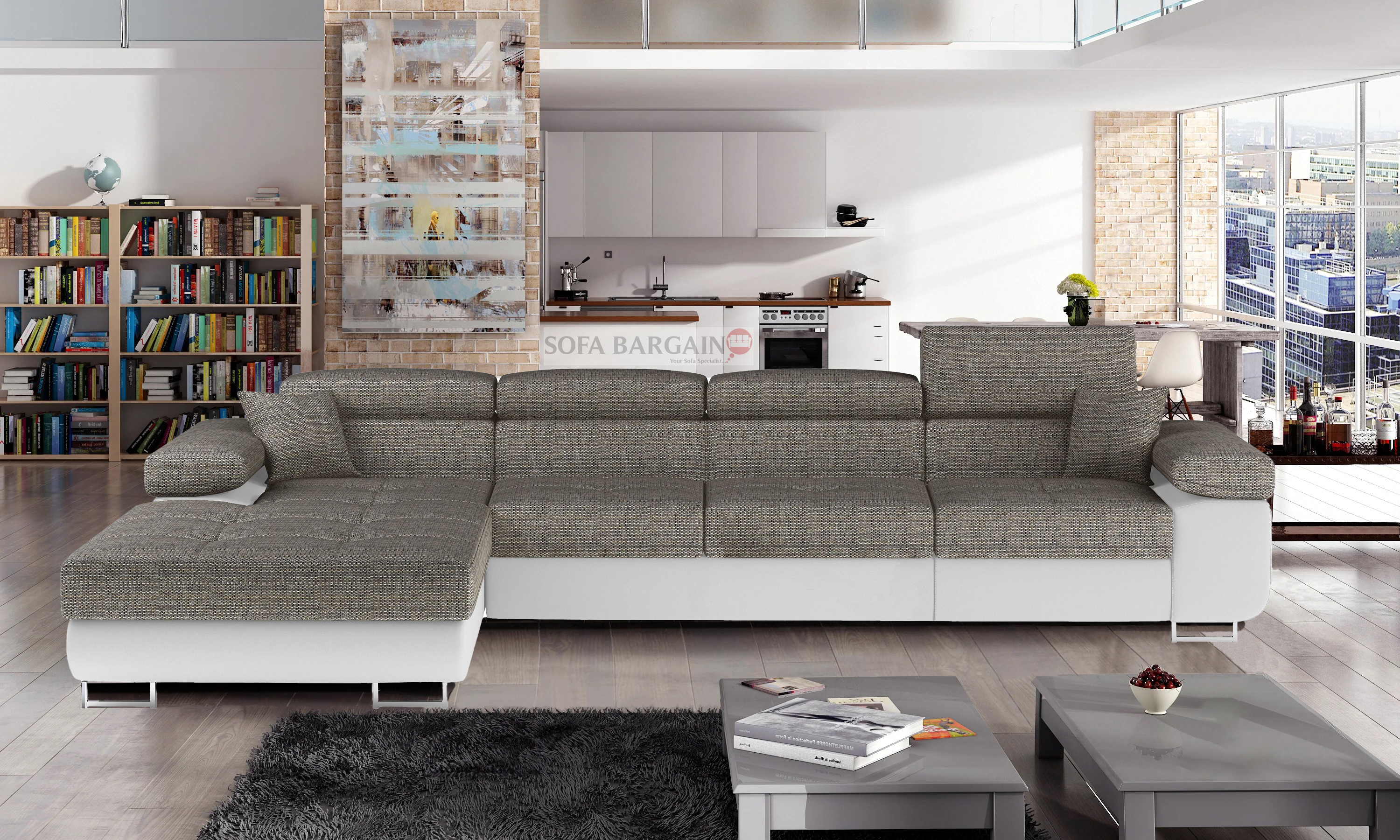 Edinburgh Long Corner Sofa Bed with Storage B01/S17