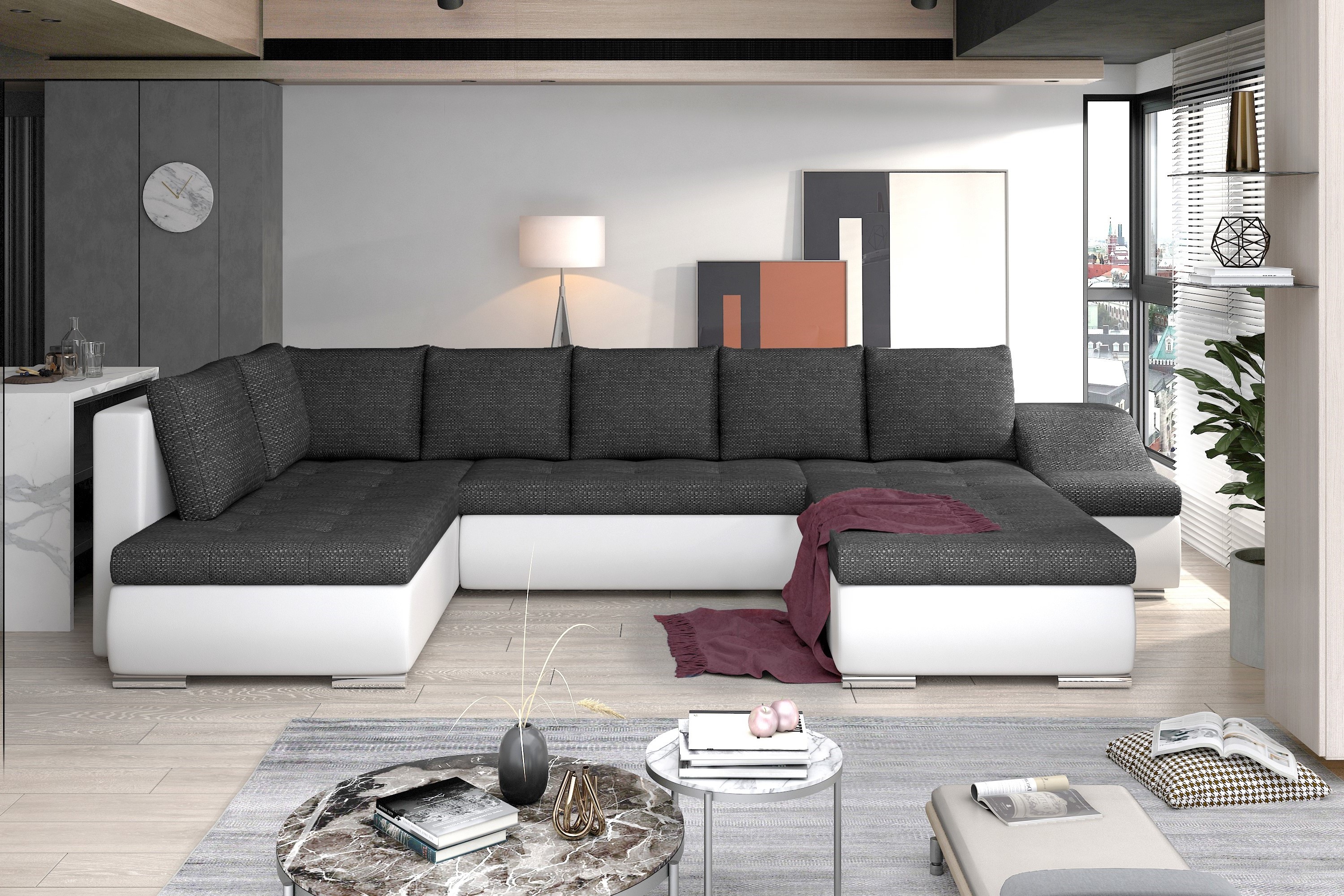 Manchester U Shaped Sofa Bed with Storage B02/S17