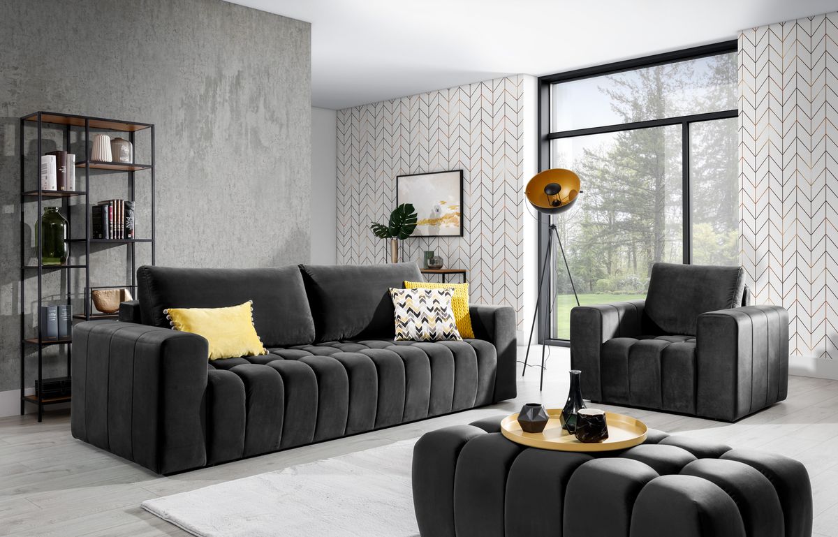 Brighton Sofa bed + Armchair & Pouf Set M97