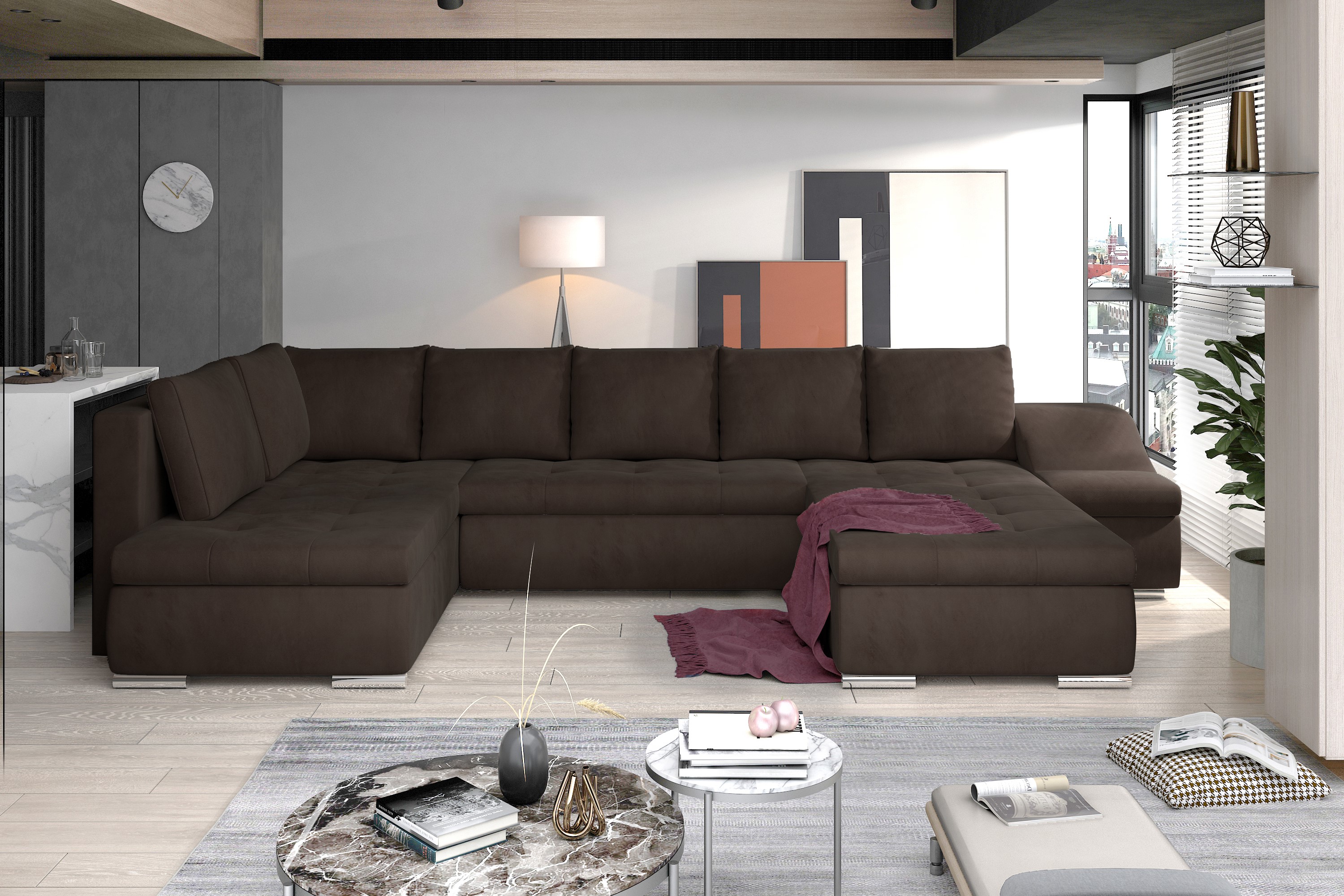 Manchester U Shaped Sofa Bed with Storage M29