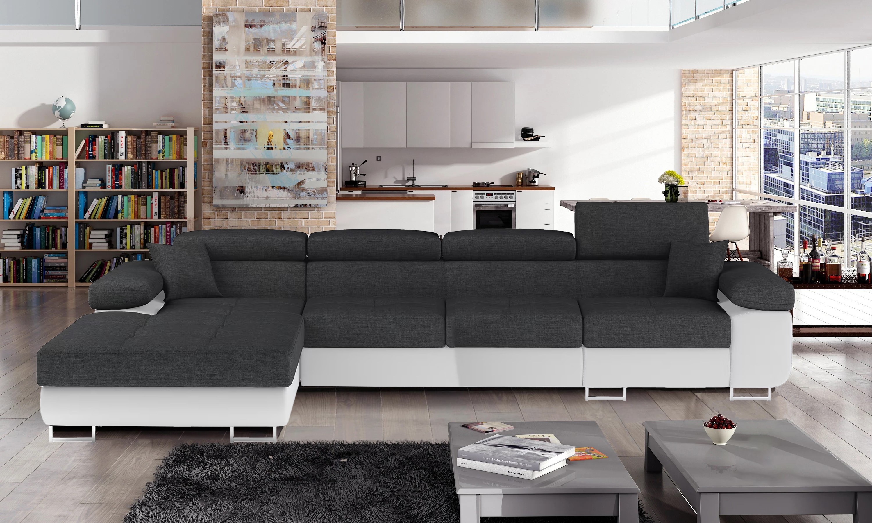 Edinburgh Long Corner Sofa Bed with Storage S05/S17