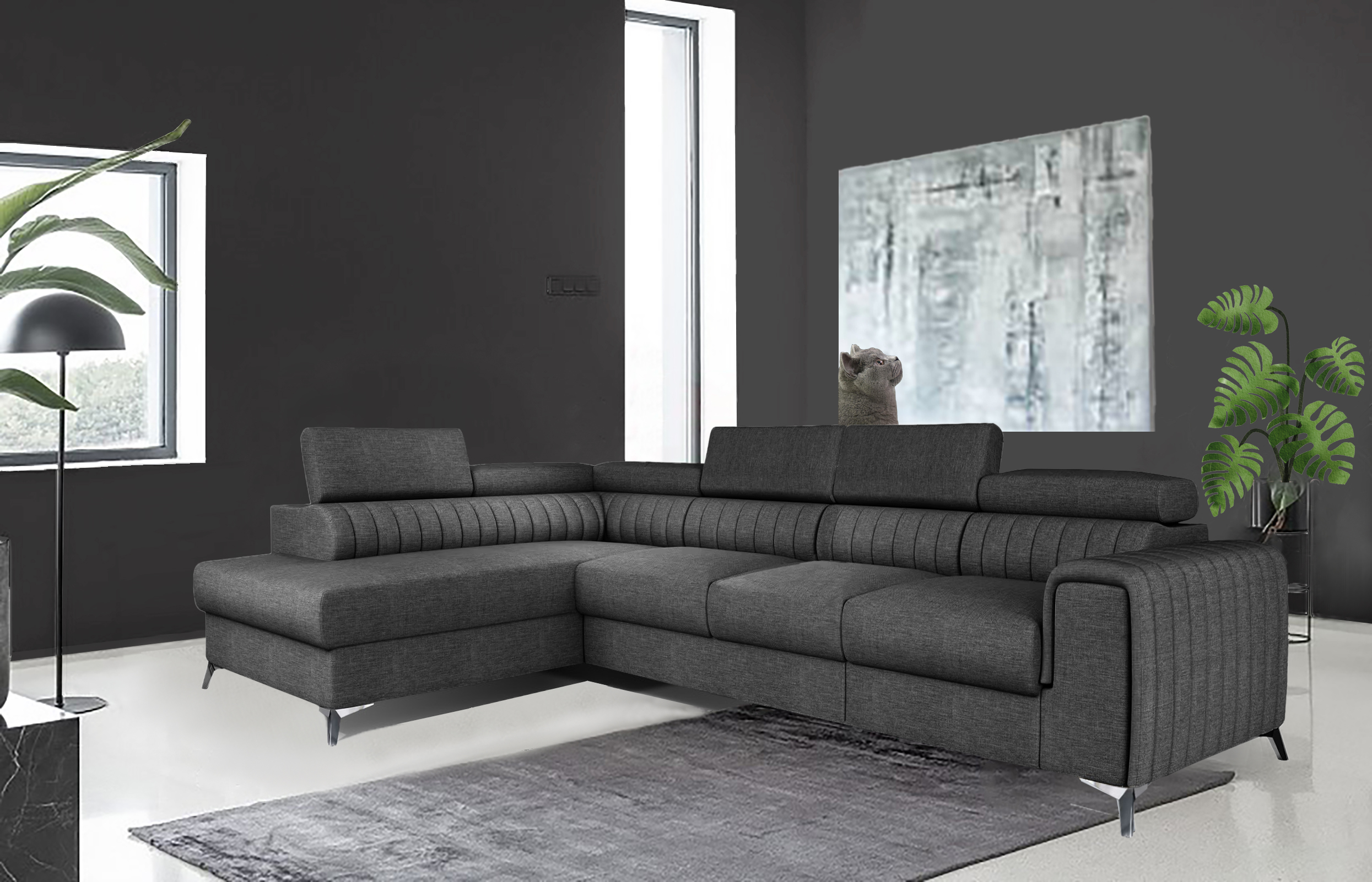 Leicester Long Corner Sofa bed with Storage S05