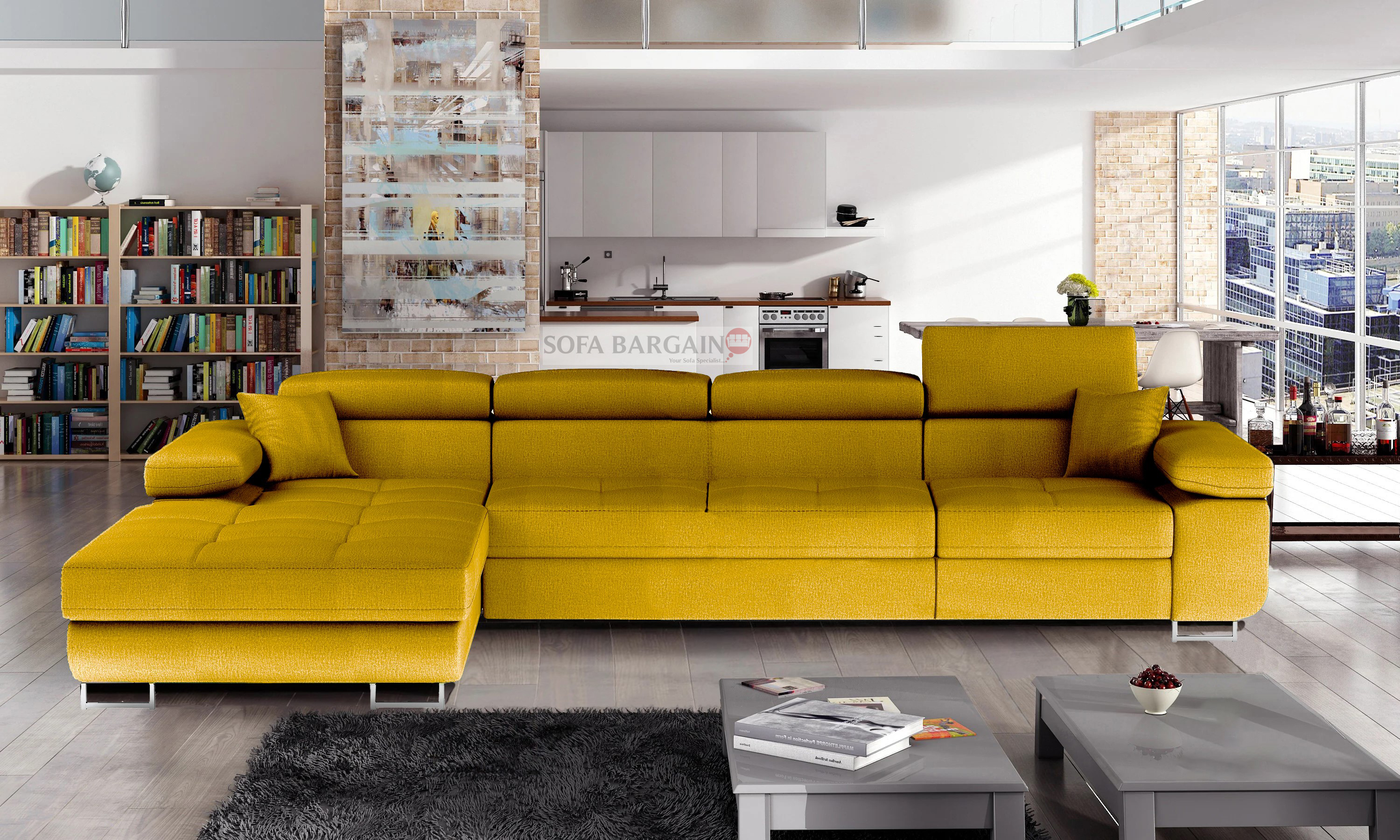 Edinburgh Long Corner Sofa Bed with Storage O68