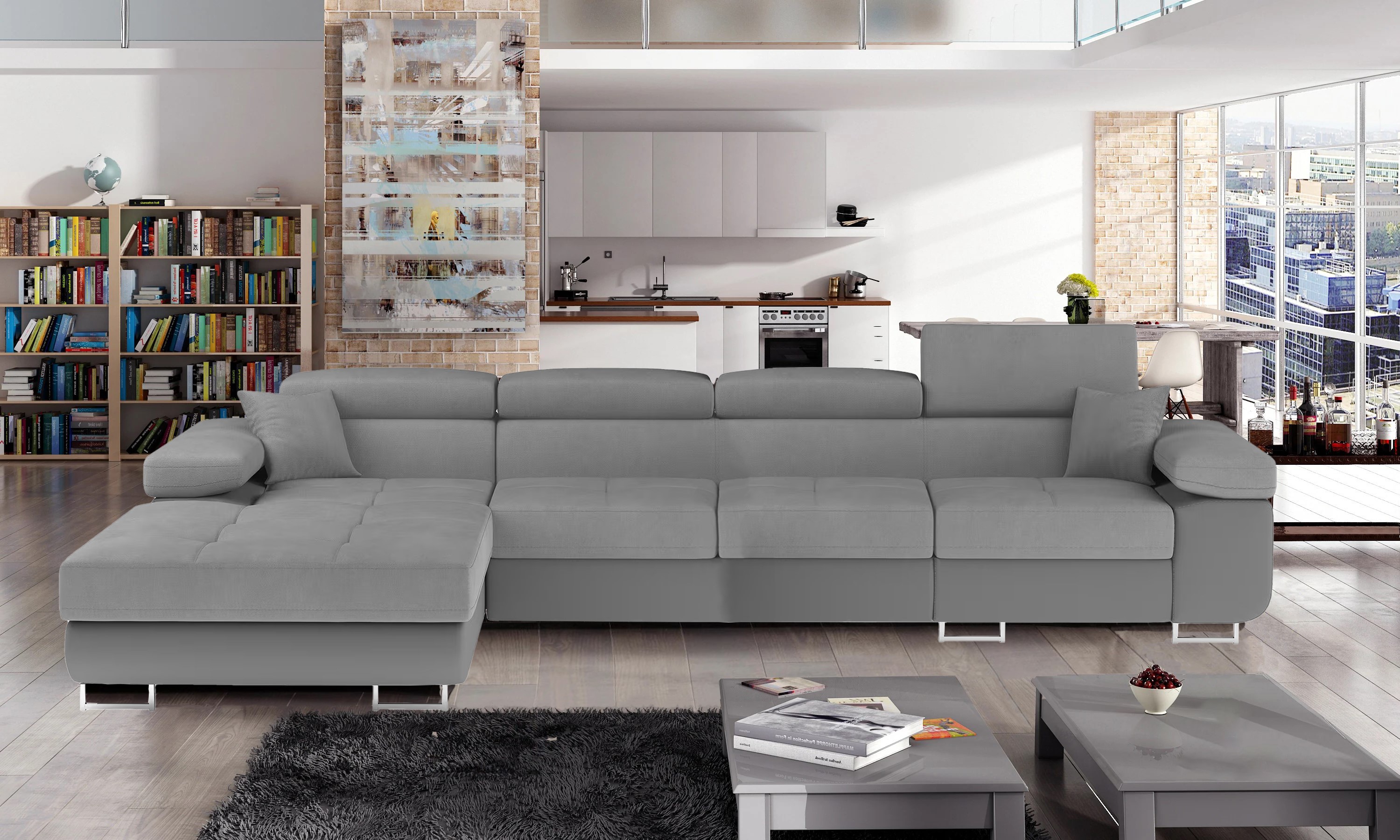 Edinburgh Long Corner Sofa Bed with Storage S83/S29