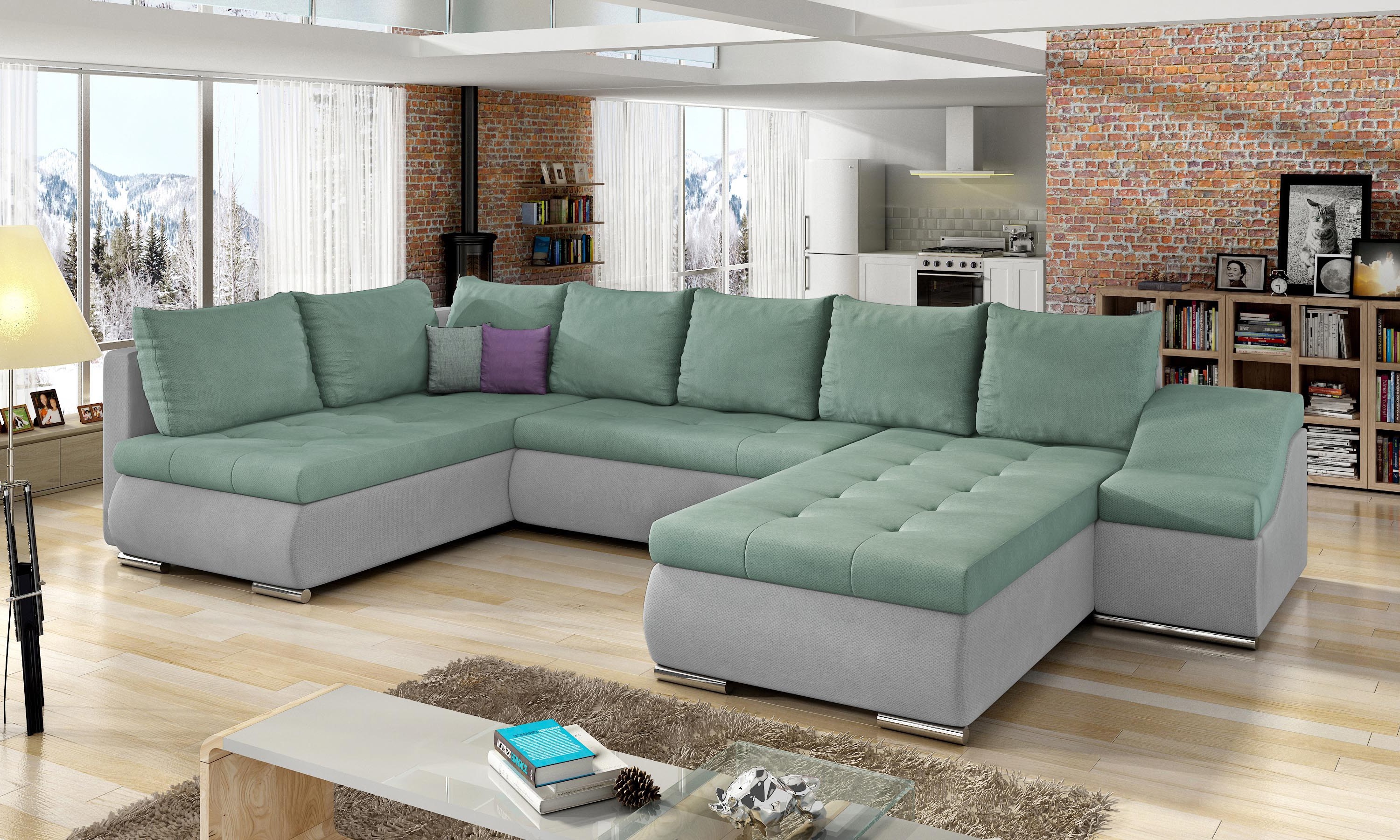 Manchester U Shaped Sofa Bed with Storage S34/S83