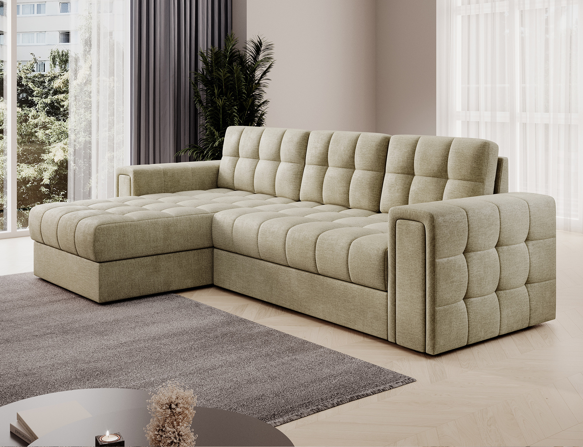 Ashcakes Corner Sofa Bed with Storage M04