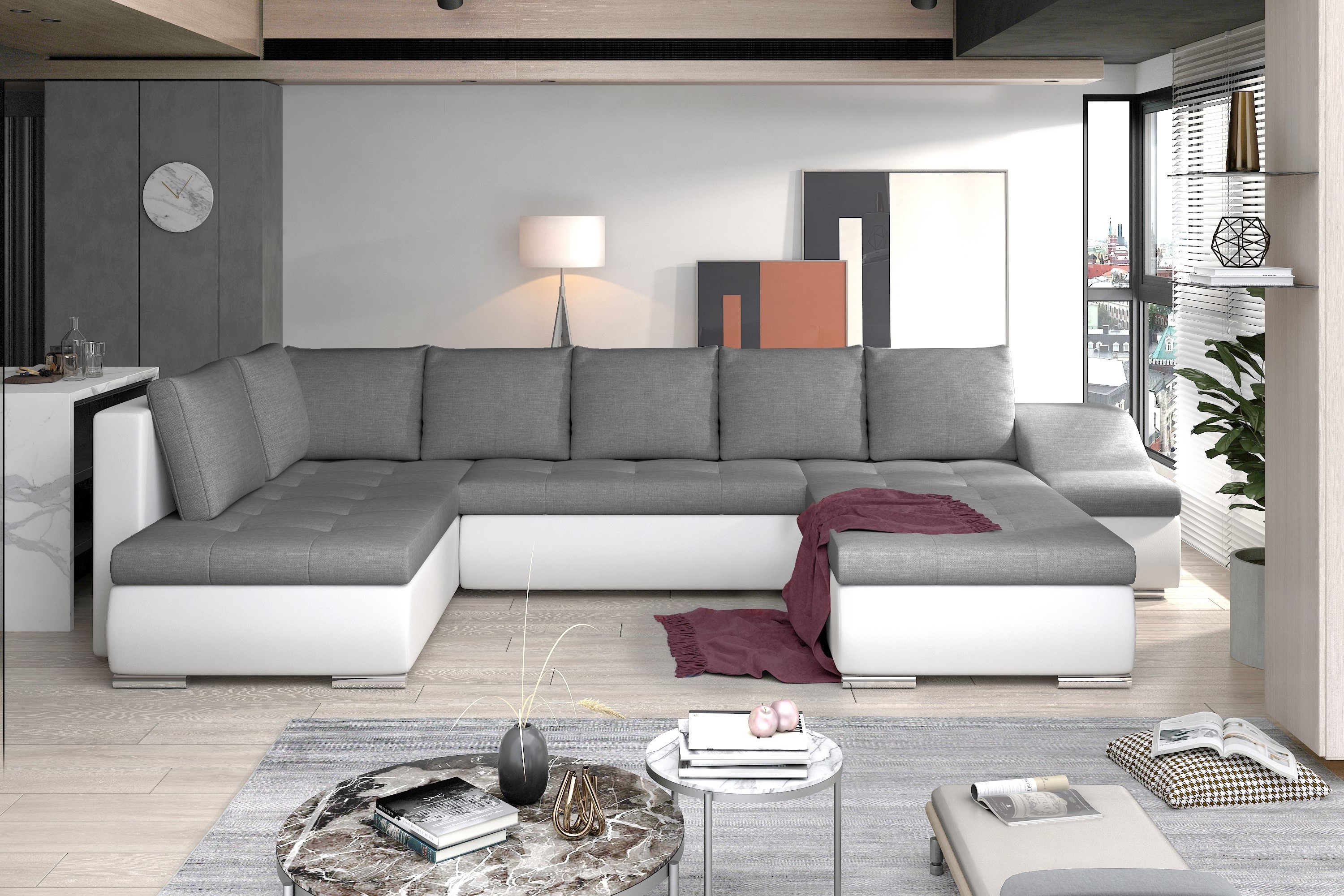 Manchester U Shaped Sofa Bed with Storage S05/S17