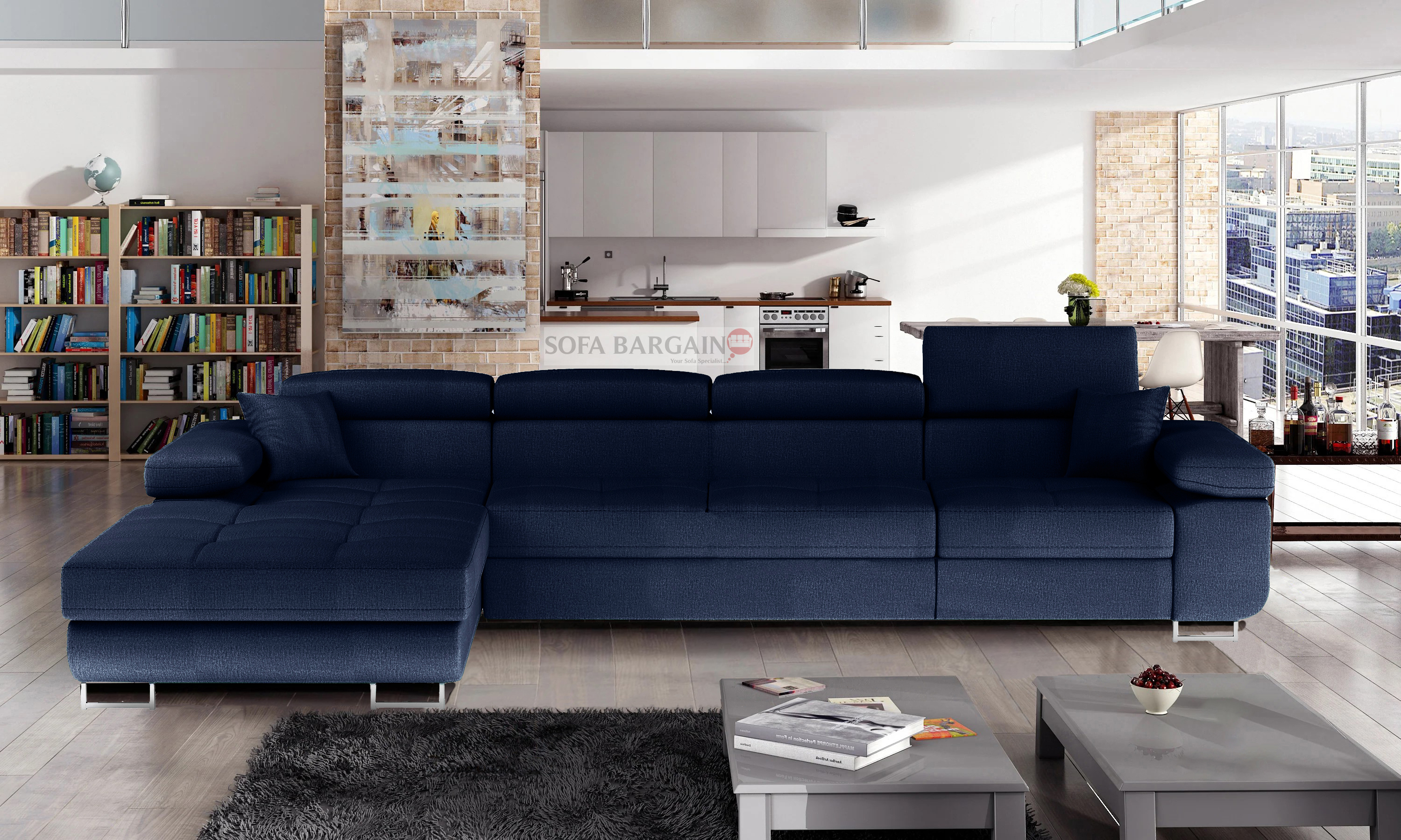 Edinburgh Long Corner Sofa Bed with Storage K09