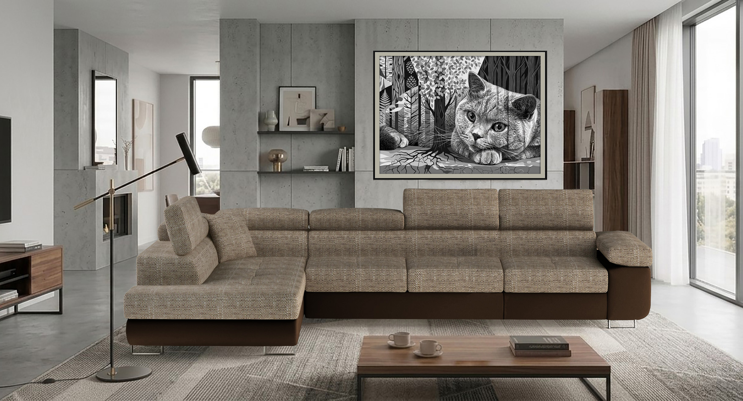 Glasgow Long Corner Sofa Bed with Storage B03/S66