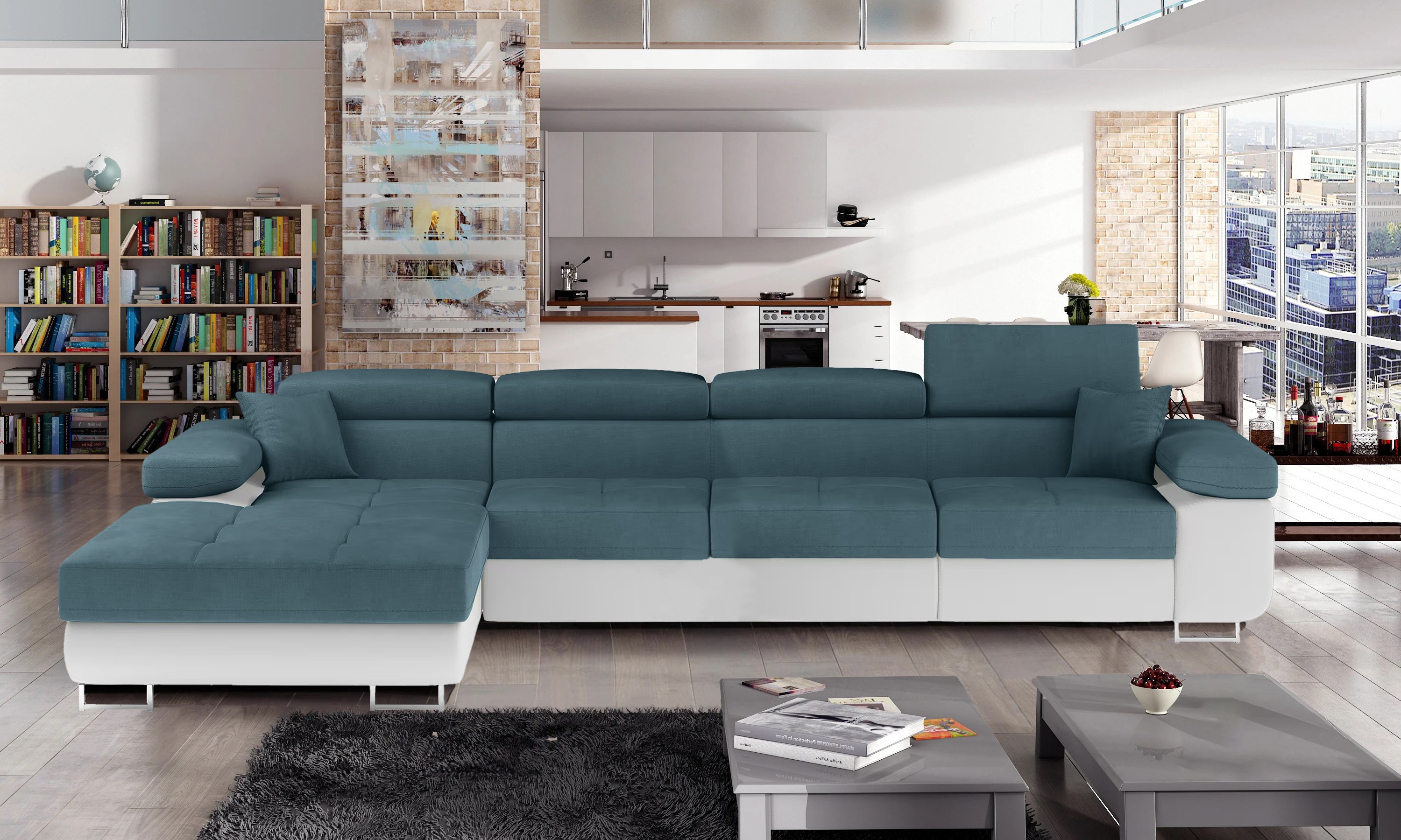 Edinburgh Long Corner Sofa Bed with Storage O86/S17