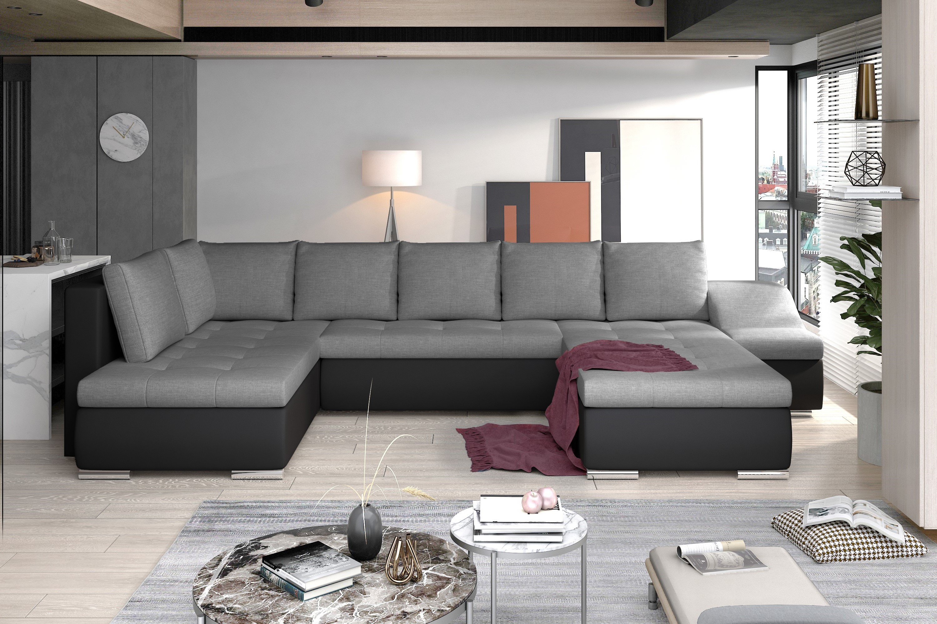 Manchester U Shaped Sofa Bed with Storage S05/S11