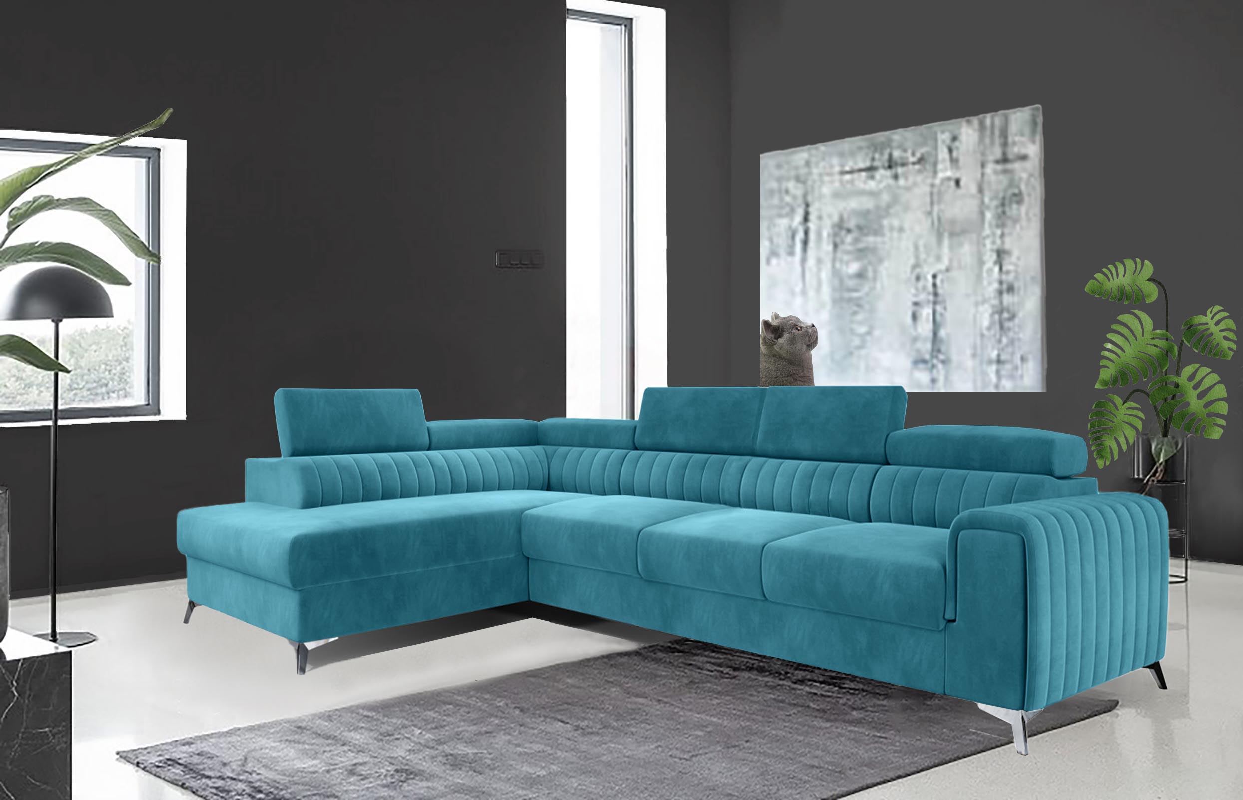 Leicester Long Corner Sofa bed with Storage K13
