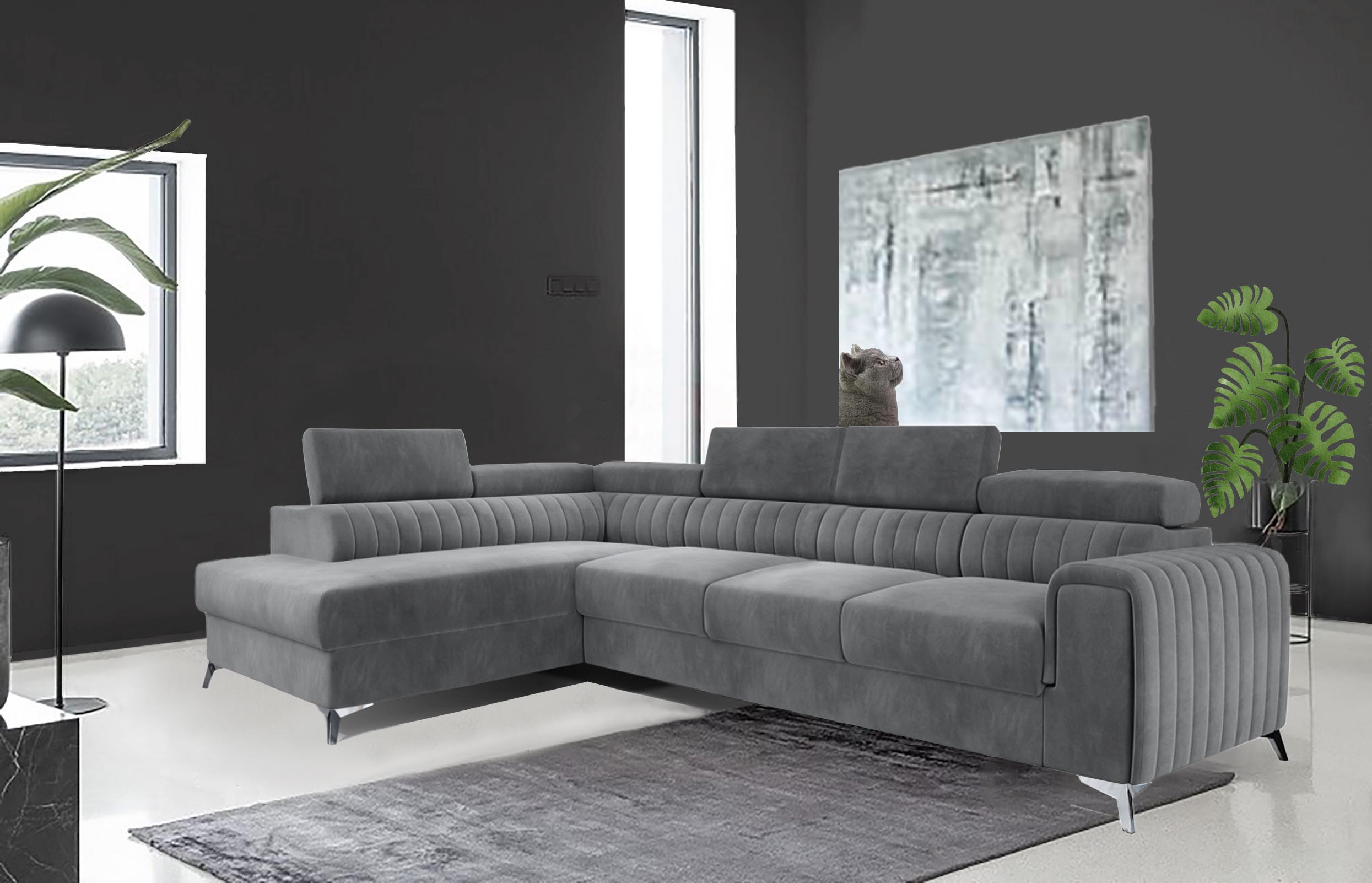 Leicester Long Corner Sofa bed with Storage M85