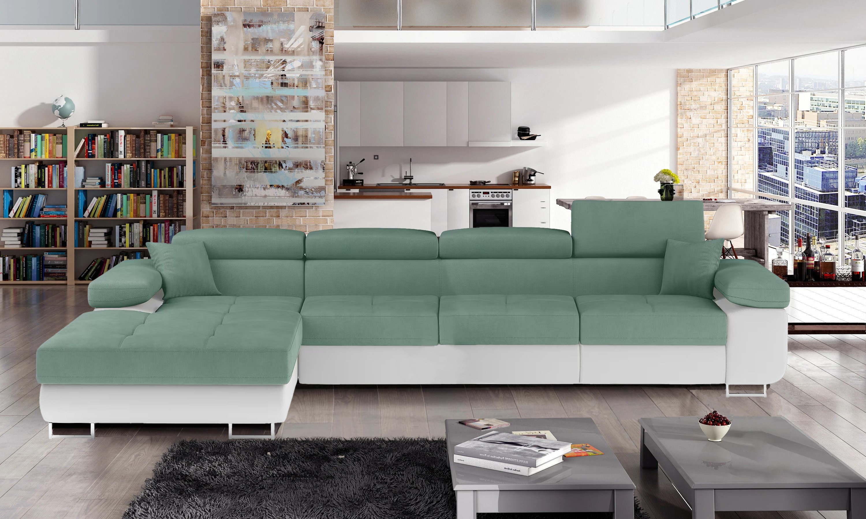 Edinburgh Long Corner Sofa Bed with Storage S34/S17