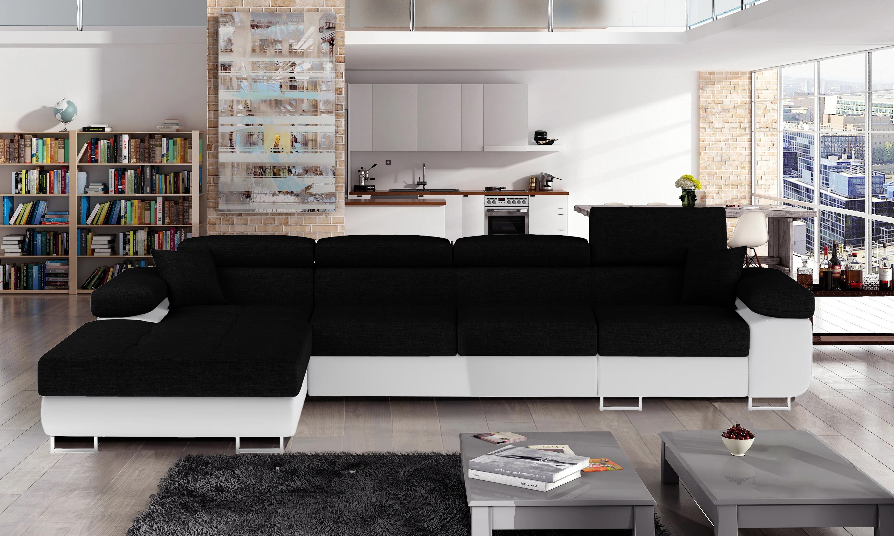 Edinburgh Long Corner Sofa Bed with Storage S14/S17