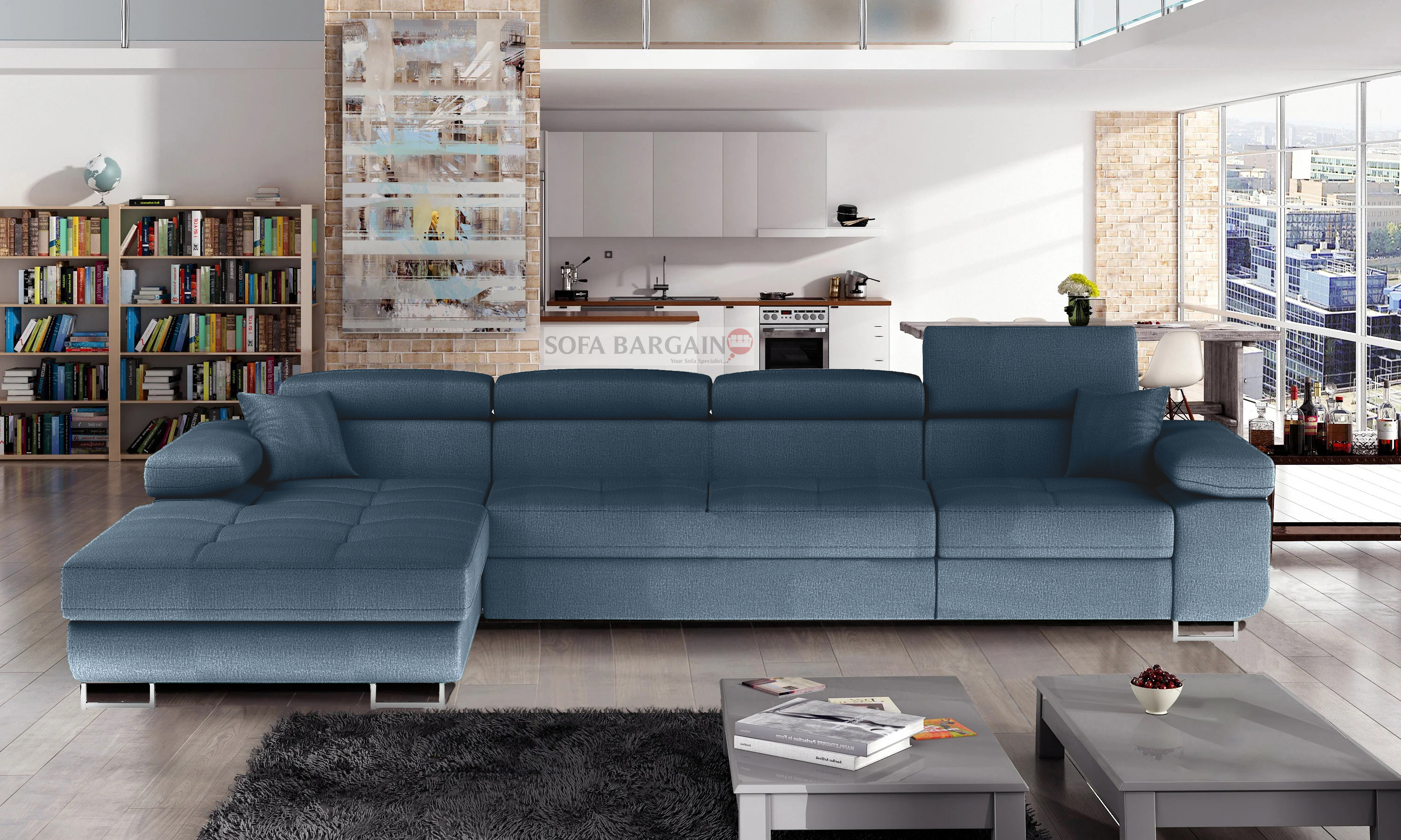 Edinburgh Long Corner Sofa Bed with Storage O86