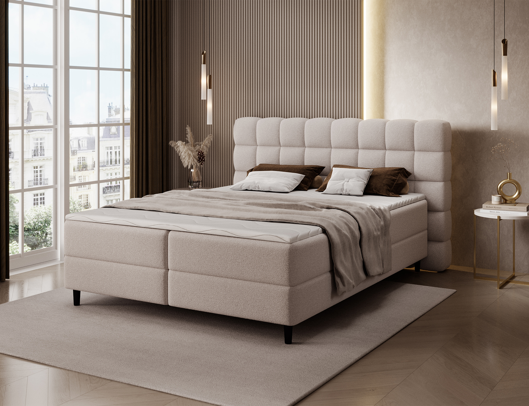 Fancy Spring Box Bed with Storage Pi18