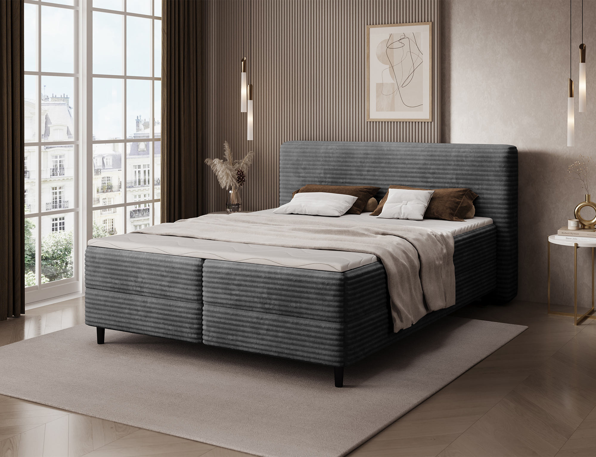Elegant Spring Box Bed with Storage ML04