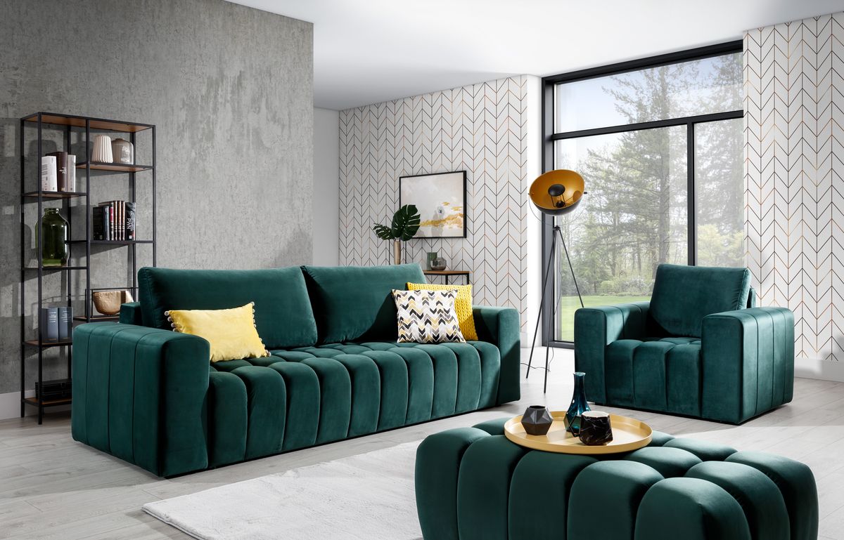 Brighton Sofa bed + Armchair & Pouf Set M37