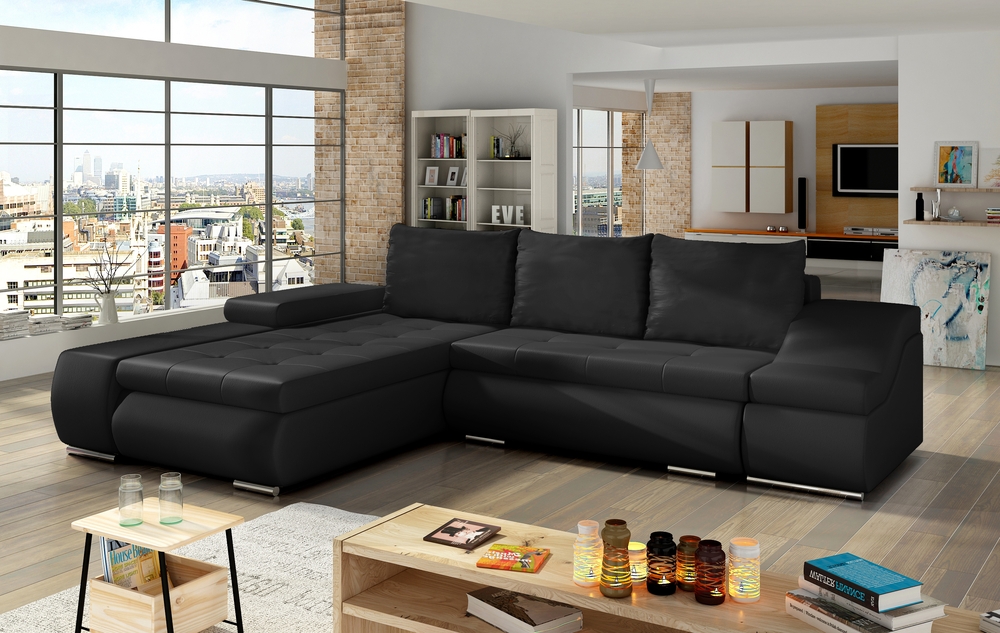 Birmingham Corner Sofa Bed with Storage Eco Leather S11