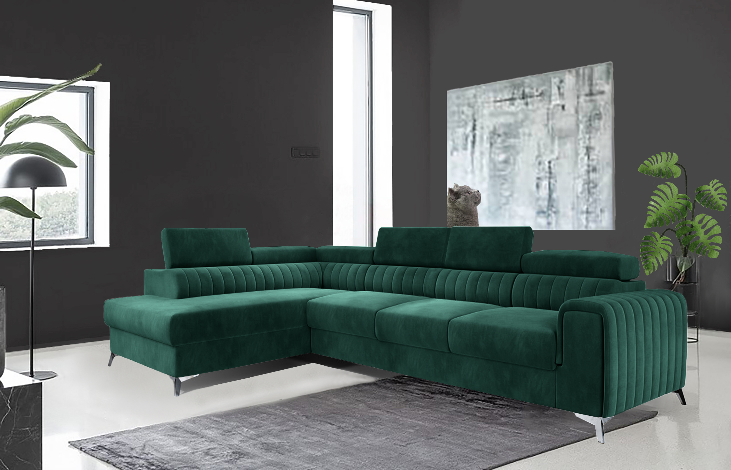 Leicester Long Corner Sofa bed with Storage M37