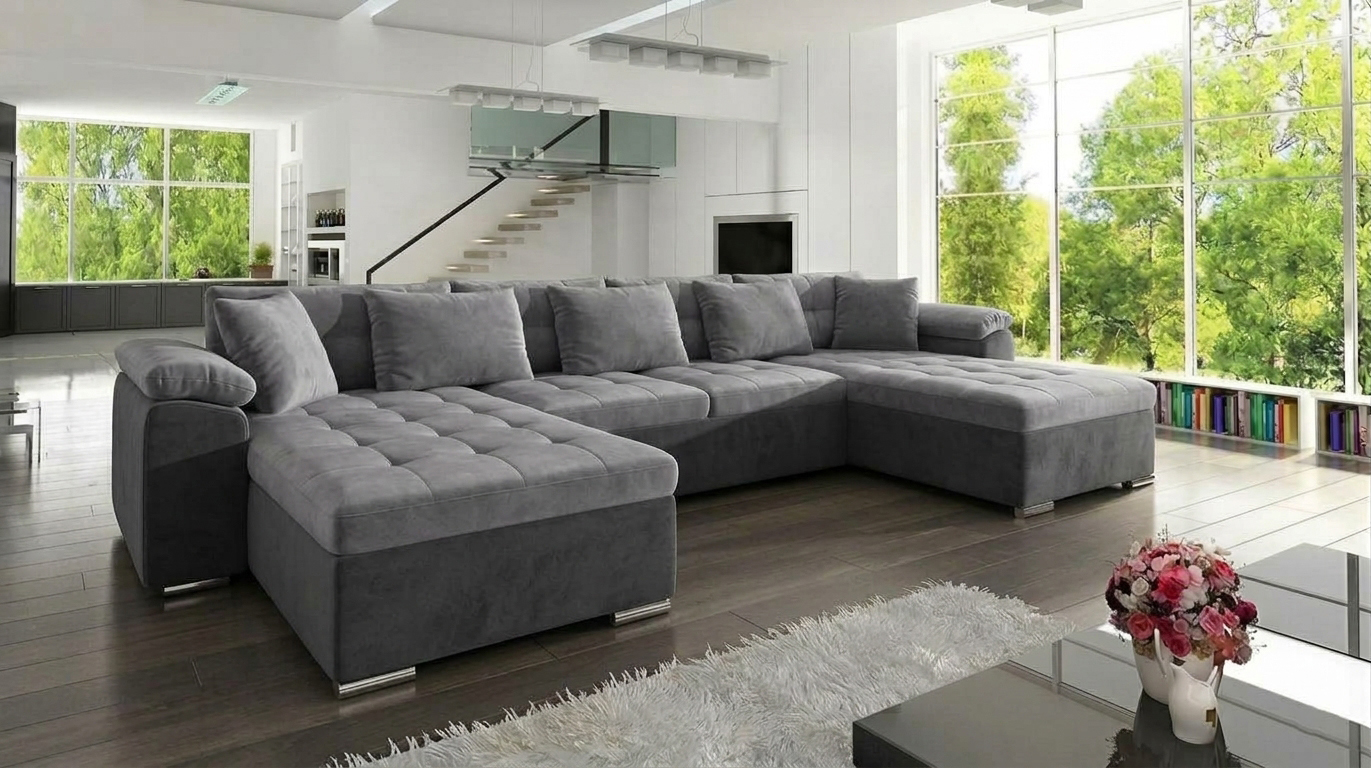 U Shape Dover corner sofa bed with storage