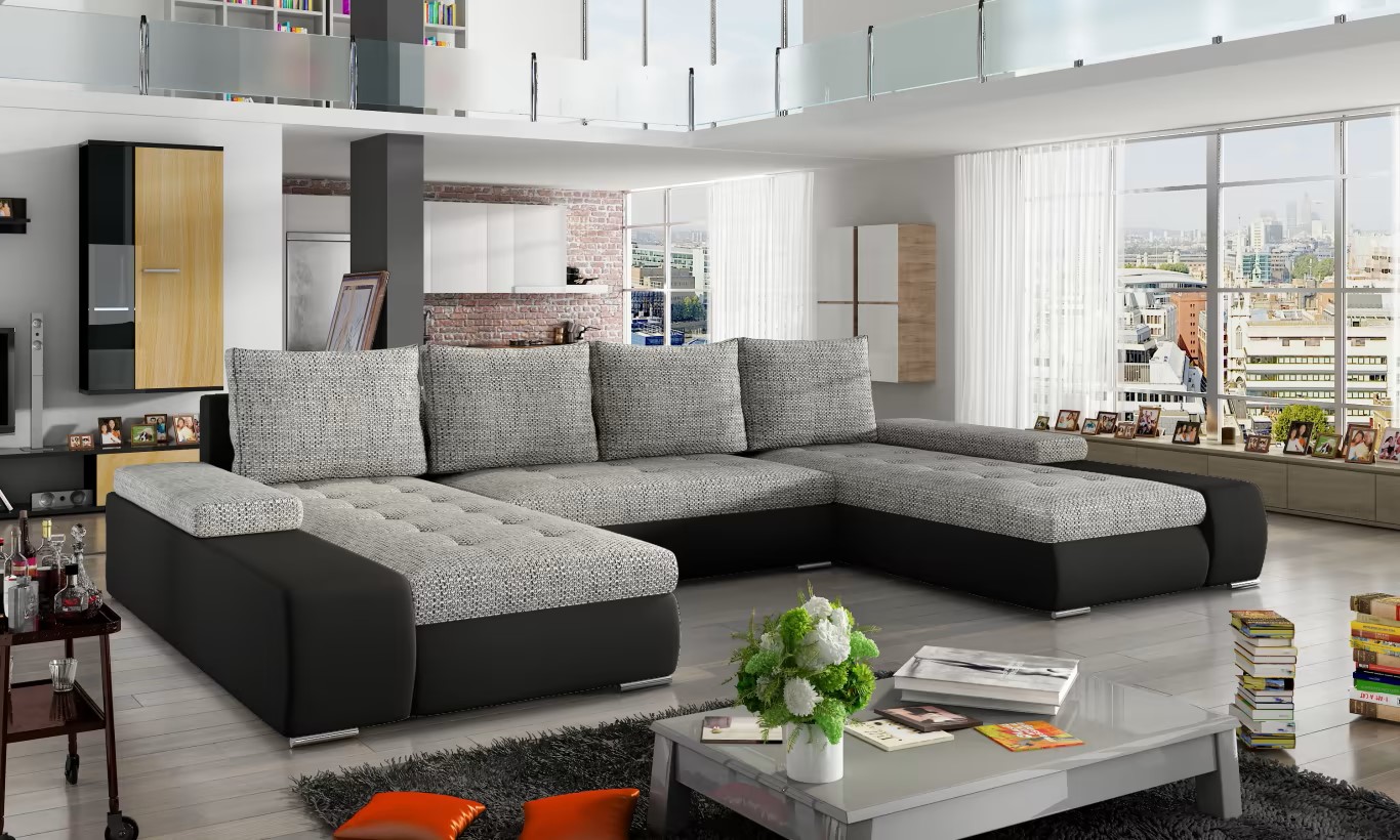 Leeds U shaped sofa bed with storage B01/S11