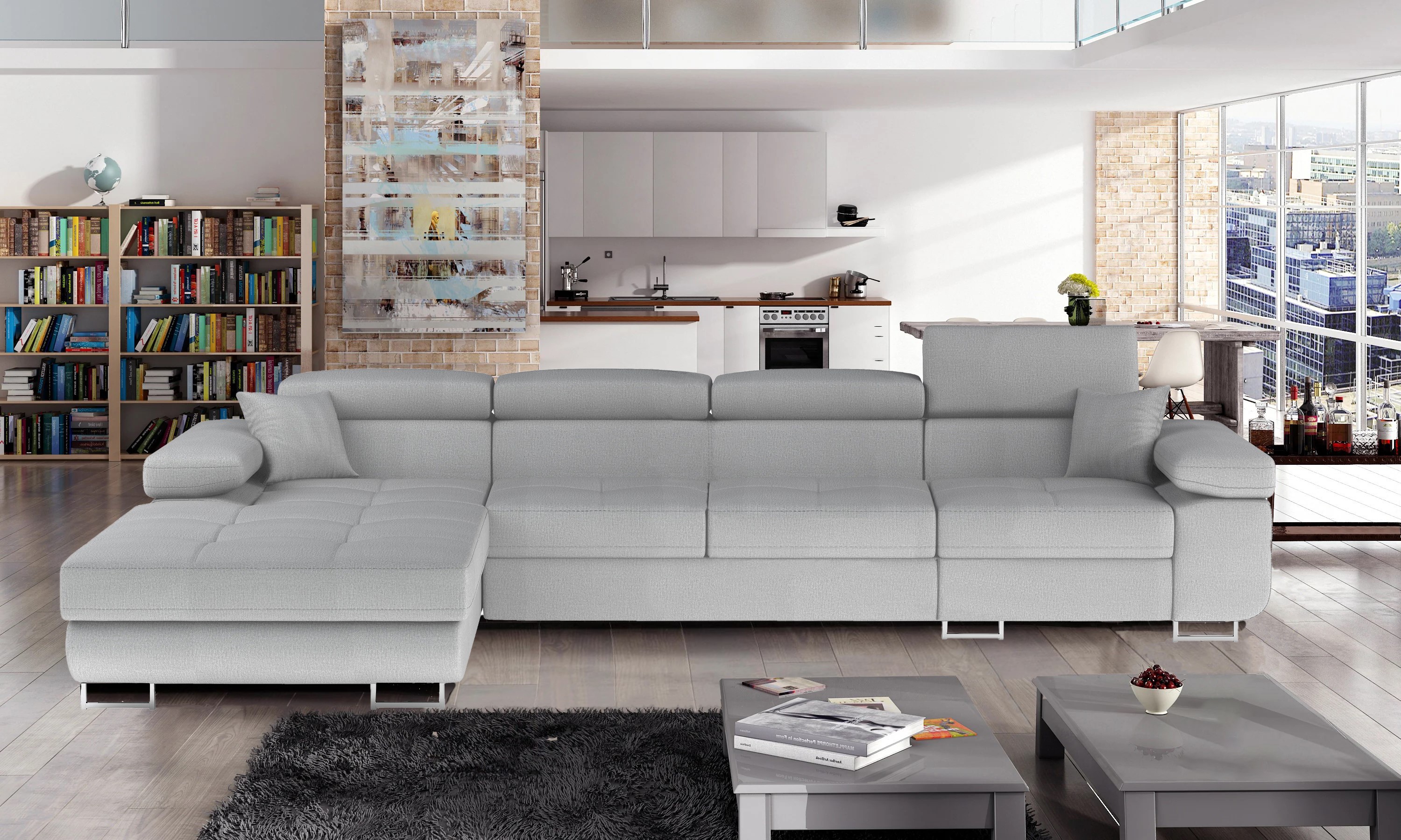 Aman Long Corner Sofa Bed with Storage